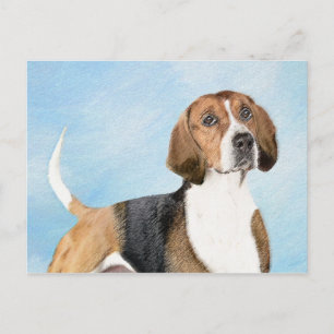 Postal Pintura de Foxhound inglesa - Arte Perro Original 