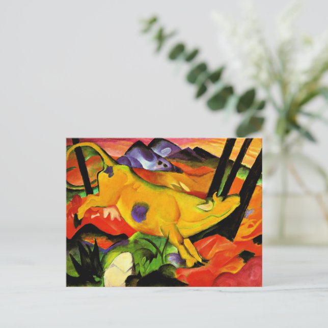 Postal Pintura de Franz Marc, la vaca amarilla (Anverso de pie)
