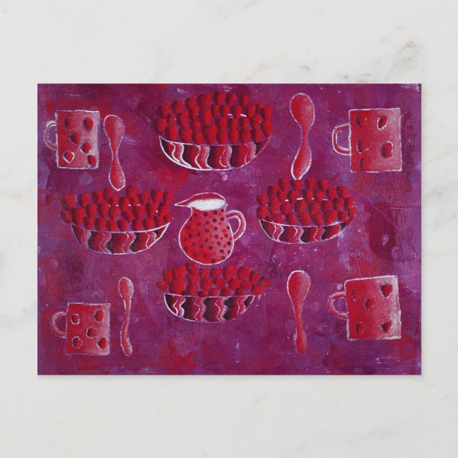 Postal Pintura de Fresas y Crema (Anverso)