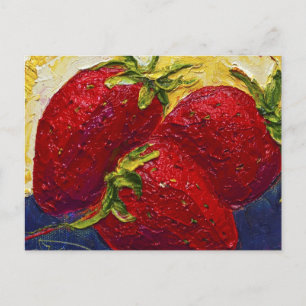 Postal Pintura de frutas de fresas rojas