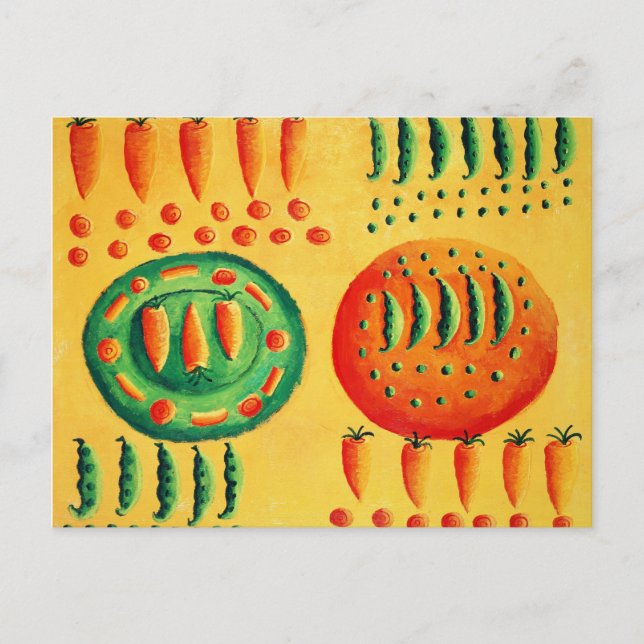 Postal Pintura de garbanzos y margaritas (Anverso)