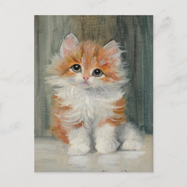 Postal Pintura de gatitos vintage (Anverso)