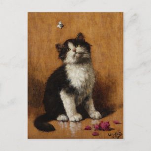 Postal Pintura de gato adorable
