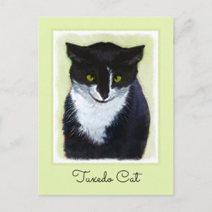 Postal Pintura de gato esmoquin - Arte de gato original l