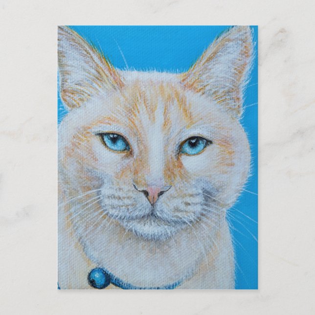 Postal Pintura de gato malvavisco (Anverso)