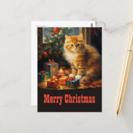 Postal Pintura de gatos de navidades