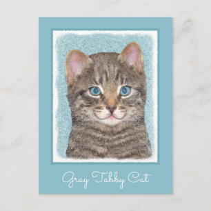 Postal Pintura de gatos en la mesa gris - Arte de gatos o