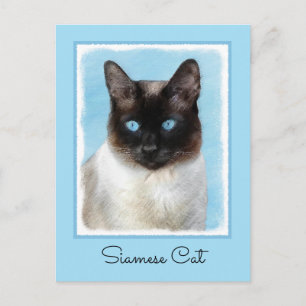 Postal Pintura de gatos siamesa - Arte de gatos original