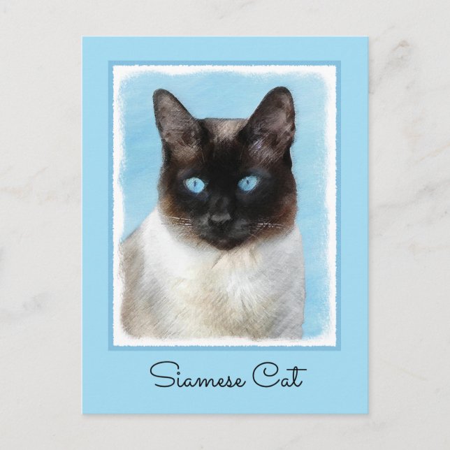 Postal Pintura de gatos siamesa - Arte de gatos original  (Anverso)