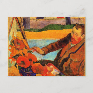 Postal Pintura de Gauguin, girasoles de Van Gogh