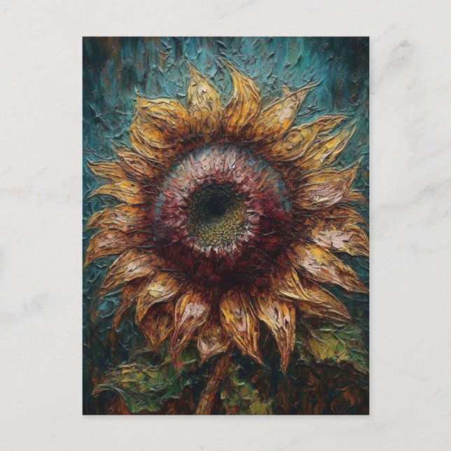 Postal Pintura de girasol (Anverso)