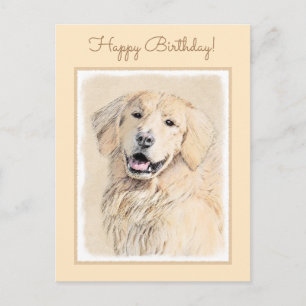 Postal Pintura de Golden Retriever - Cute original Dog Ar