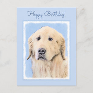 Postal Pintura de Golden Retriever - Cute original Dog Ar