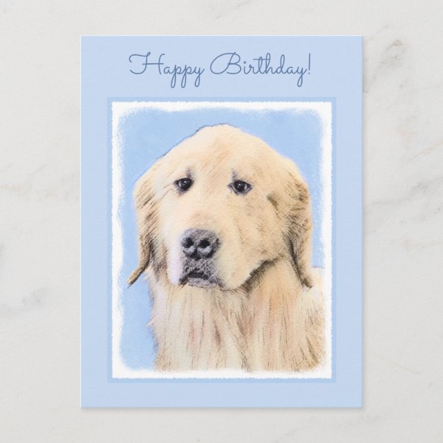 Postal Pintura de Golden Retriever - Cute original Dog Ar (Anverso)