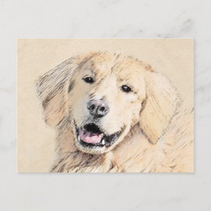 Postal Pintura de Golden Retriever - Cute original Dog Ar