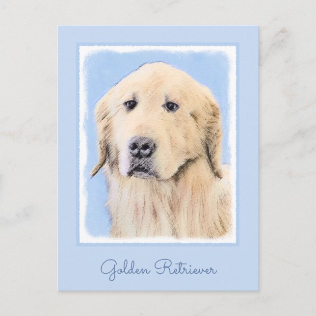 Postal Pintura de Golden Retriever - Cute original Dog Ar (Anverso)