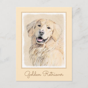 Postal Pintura de Golden Retriever - Cute original Dog Ar