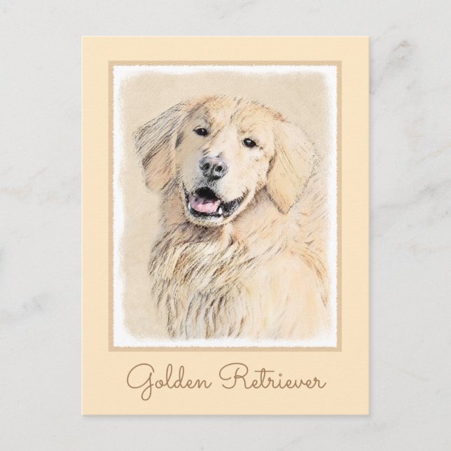 Postal Pintura de Golden Retriever - Cute original Dog Ar (Anverso)