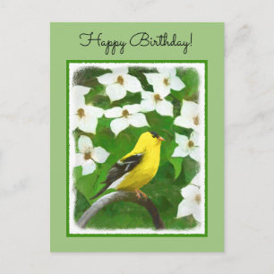 Postal Pintura de Goldfinch - Arte de Perro Original.
