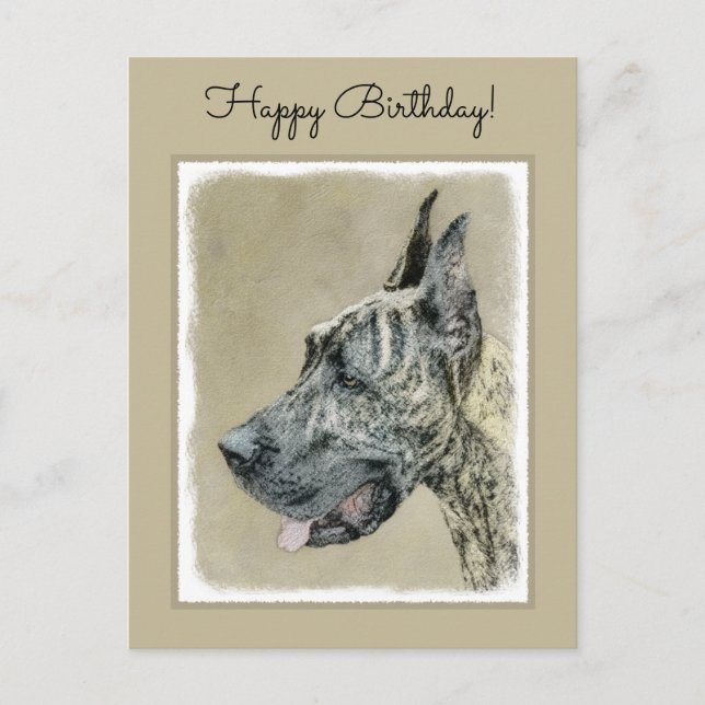 Postal Pintura de gran dano (Brindle) - Arte original del (Anverso)