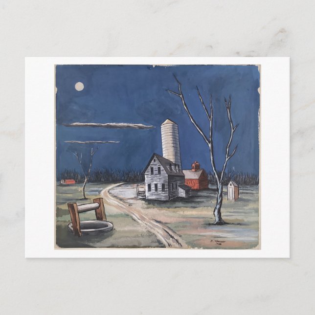 Postal Pintura de Granja a la Luz de la Luna (Anverso)