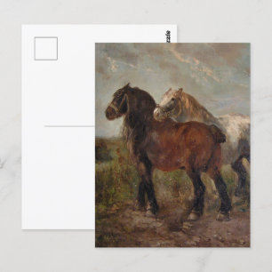Postal Pintura de granja de Bella Artes de caballos de Bo