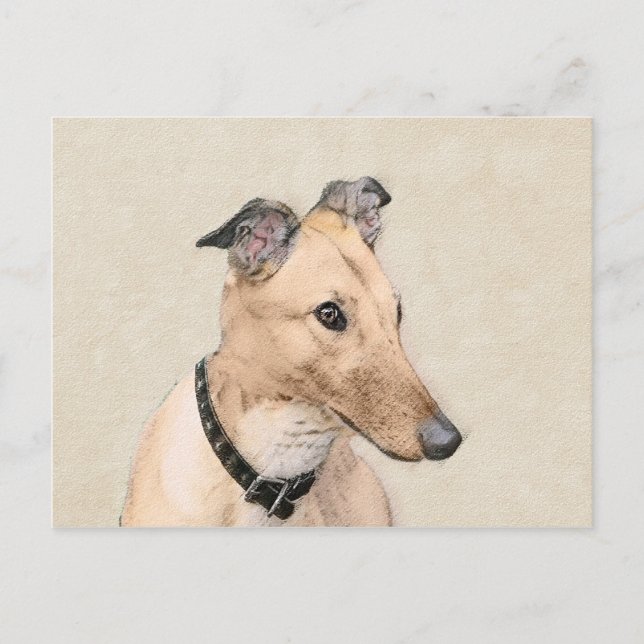 Postal Pintura de Greyhound - Arte de perros original muy (Anverso)