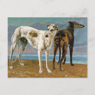 Postal Pintura de Greyhound - Dos Greyhounds - Arte de ép