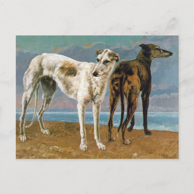 Postal Pintura de Greyhound - Dos Greyhounds - Arte de ép (Anverso)