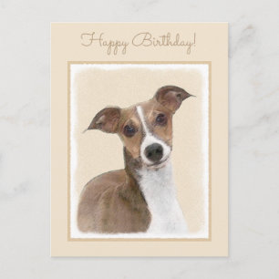Postal Pintura de Greyhound italiana - Arte Perro Origina