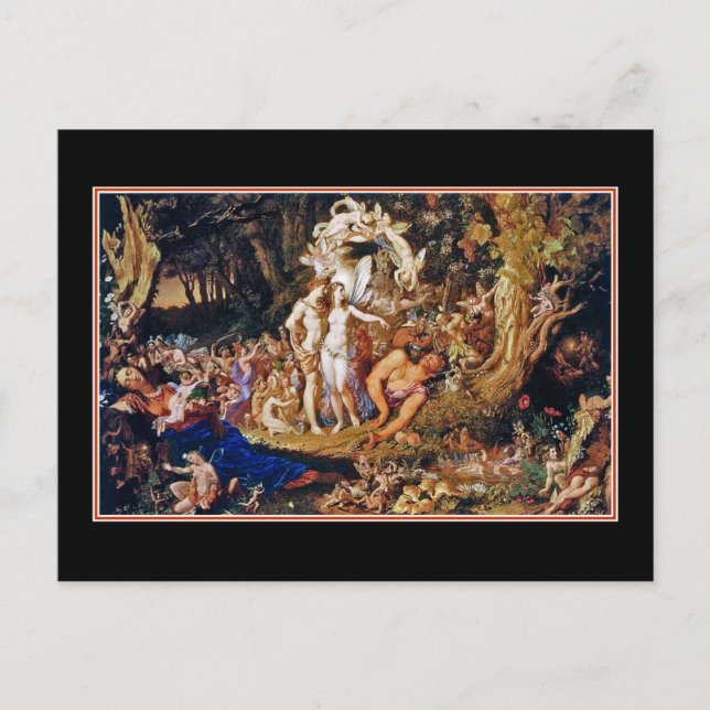 Postal Pintura de hadas "Oberon y Titania" (Anverso)
