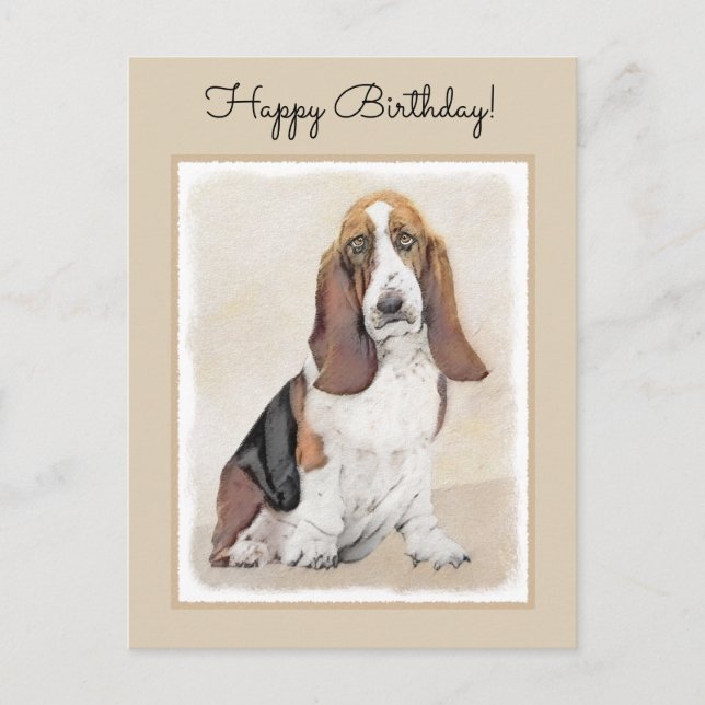 Postal Pintura de hebilla de basset - Arte de perro origi (Anverso)