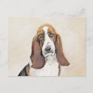 Postal Pintura de hebilla de basset - Arte de perro origi