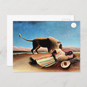 Postal Pintura de Henri Rousseau, gitano durmiente