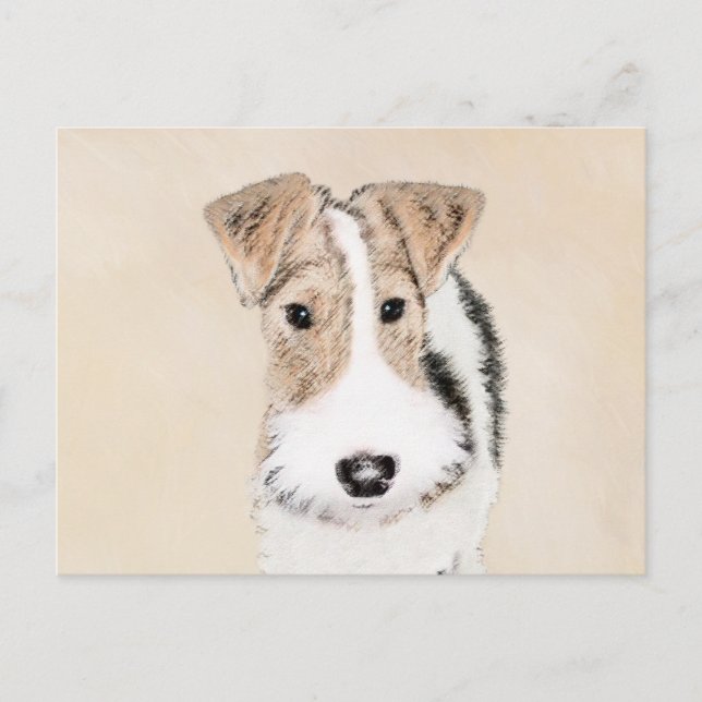 Postal Pintura de hilo Fox Terrier - Arte de Perro Origin (Anverso)