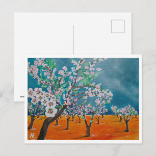 Postal Pintura de Huerto de Almendros por Alfred Fox
