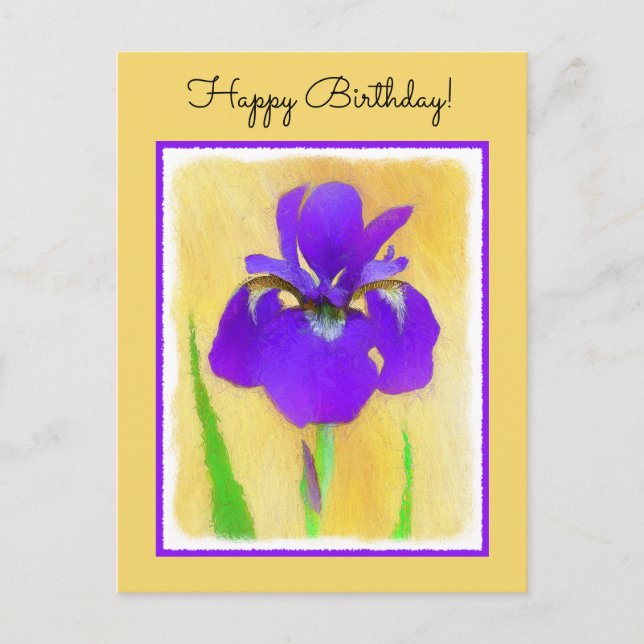 Postal Pintura de Iris de Barba Púrpura - Perro Original  (Anverso)
