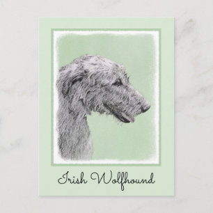 Postal Pintura de Irish Wolfhound - Arte de Perro Origina