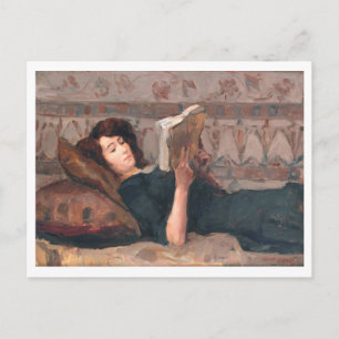 Postal Pintura de Isaac Israels de una mujer leyendo