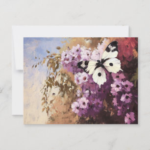 Postal Pintura de jardín de mariposa impresionista