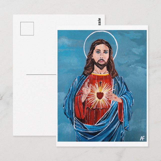 Postal Pintura de Jesucristo por Alfred Fox (Anverso / Reverso)