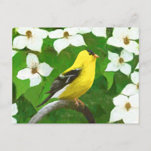 Postal Pintura de Jilguero - Arte Original de Perro Lindo