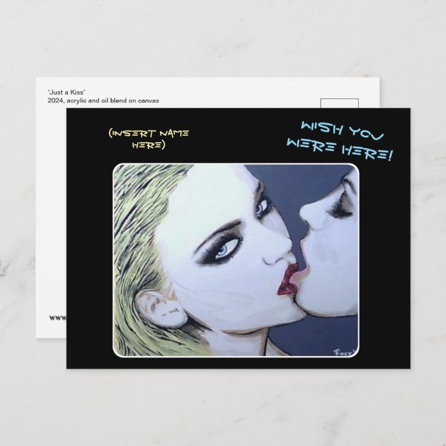 Postal Pintura de 'Just a Kiss' en un (Anverso / Reverso)