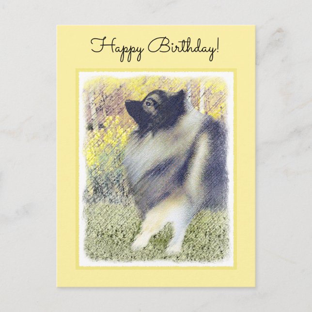 Postal Pintura de Keeshond Aspen - Arte Perro Original Cu (Anverso)