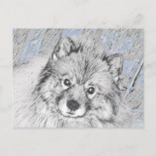 Postal Pintura de Keeshond Beth - Arte de Perro Original.