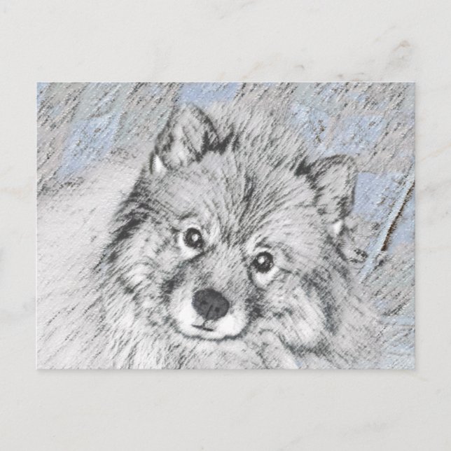 Postal Pintura de Keeshond Beth - Arte de Perro Original. (Anverso)
