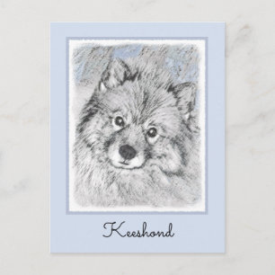 Postal Pintura de Keeshond Beth - Arte de Perro Original.