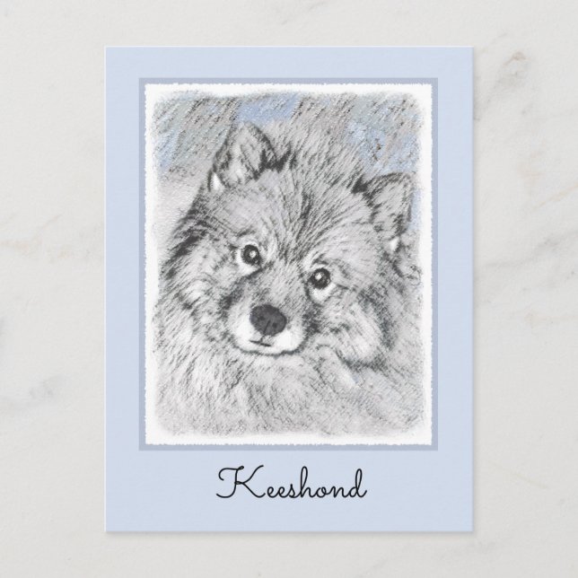 Postal Pintura de Keeshond Beth - Arte de Perro Original. (Anverso)