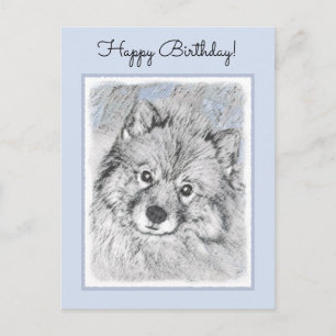 Postal Pintura de Keeshond Beth - Arte de Perro Original.