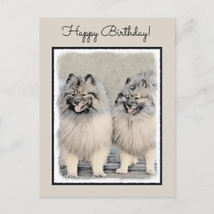 Postal Pintura de Keeshond Brothers - Arte Perro Original